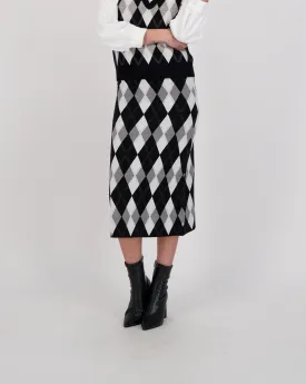 Argyle Knit Pencil Skirt